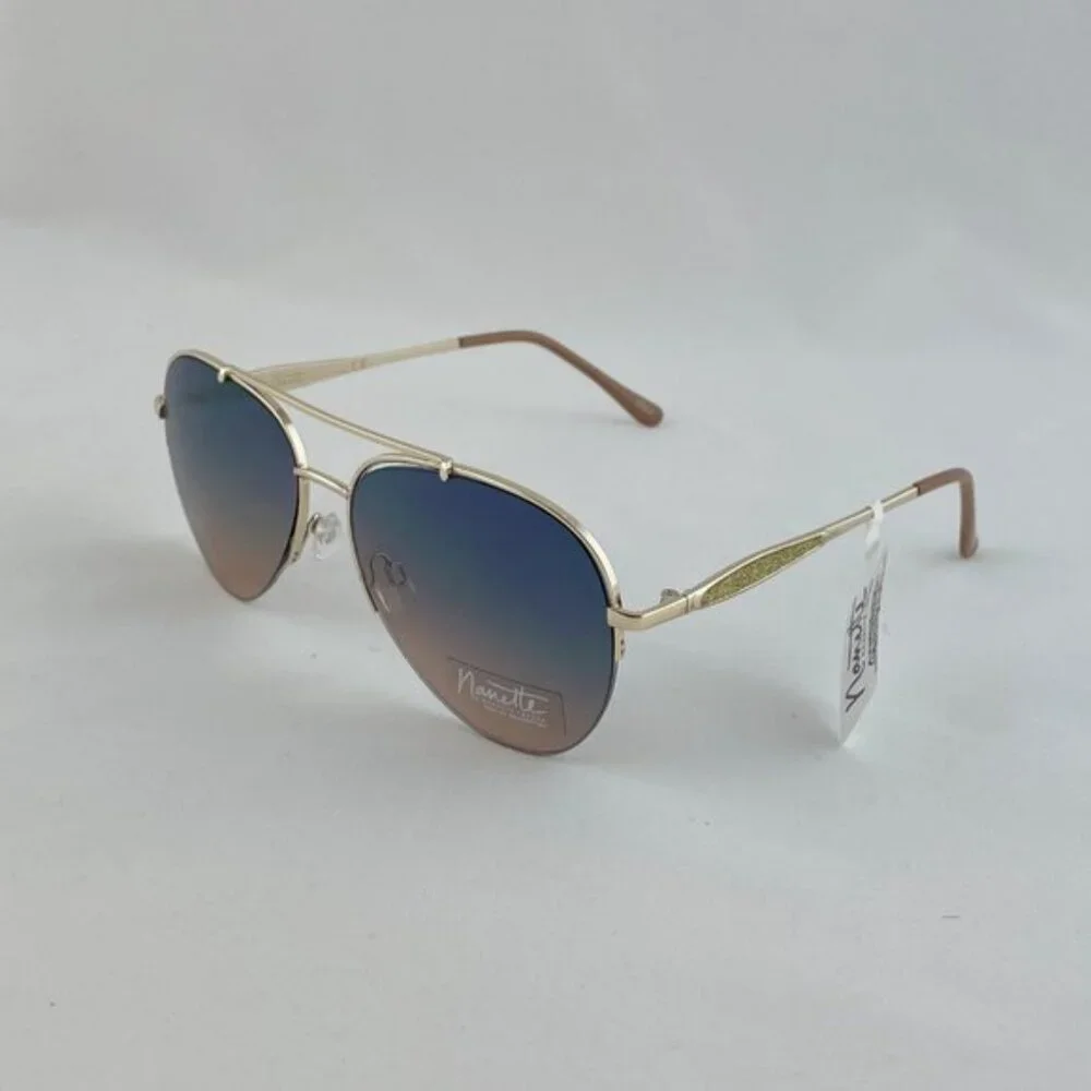 Nanette Aviator Sunglasses Gold & Beige Glitter